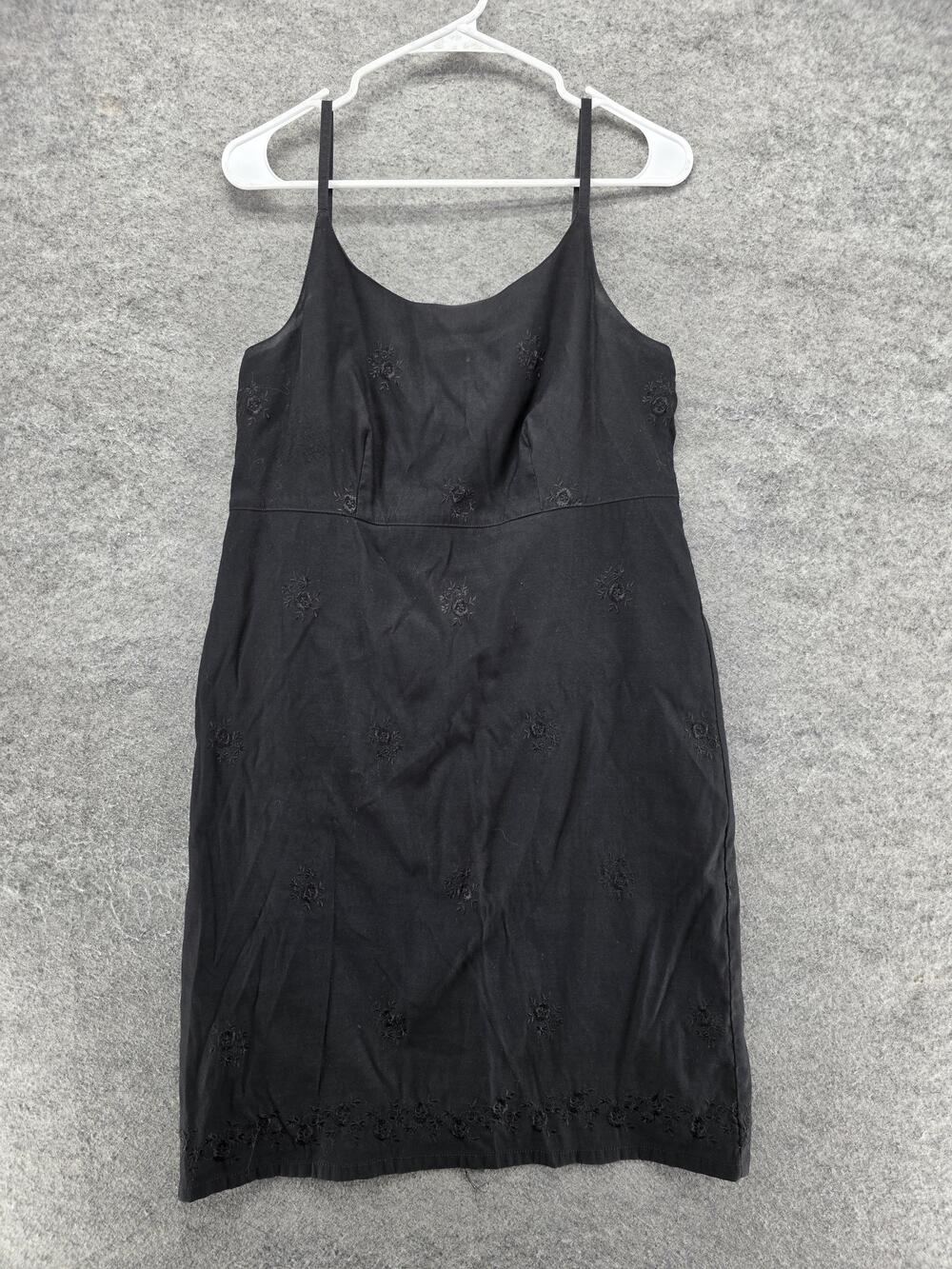 GAP Dress Womens 12 Black Slip Sheath Scoop Neck Strappy Lined Embroidered
